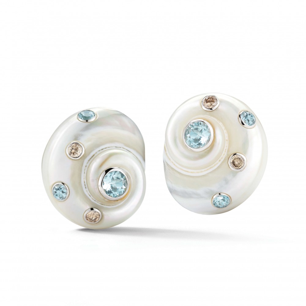 Trianon Aquamarine & Brown Diamonds Earrings