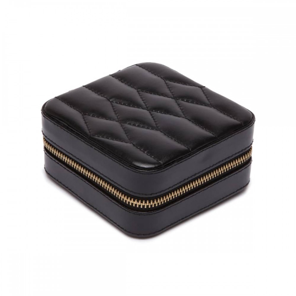 Wolf Caroline Black Leather Zip Travel Case