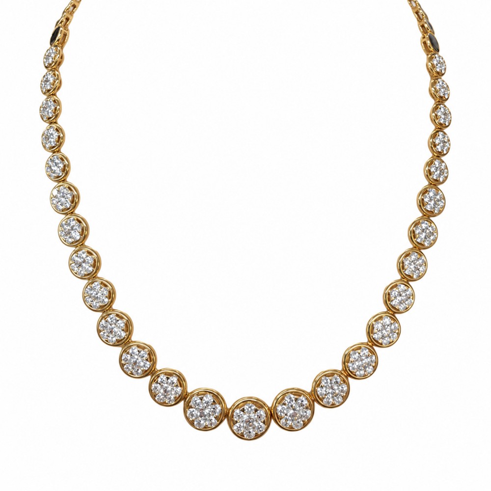 Yellow Gold Diamond Station Necklace