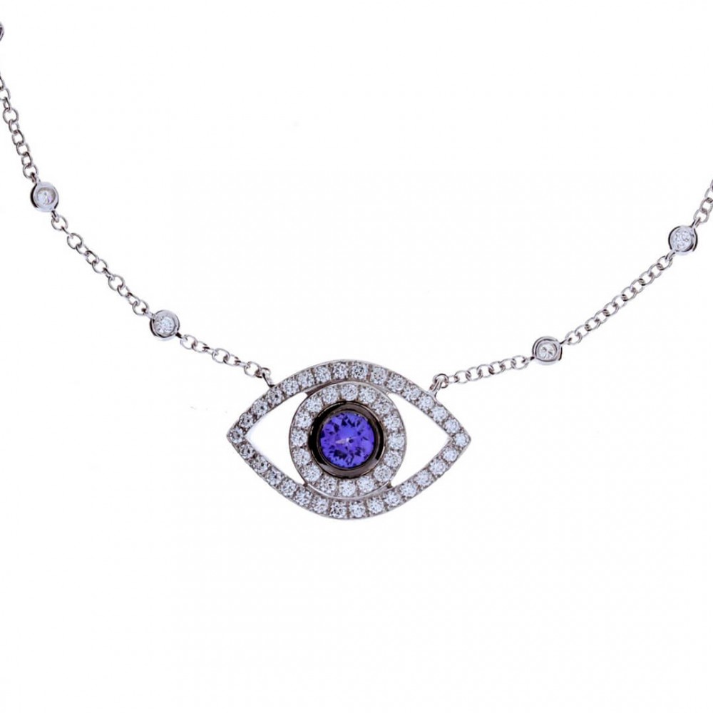 18K Evil Eye Tanzanite Diamond Necklace