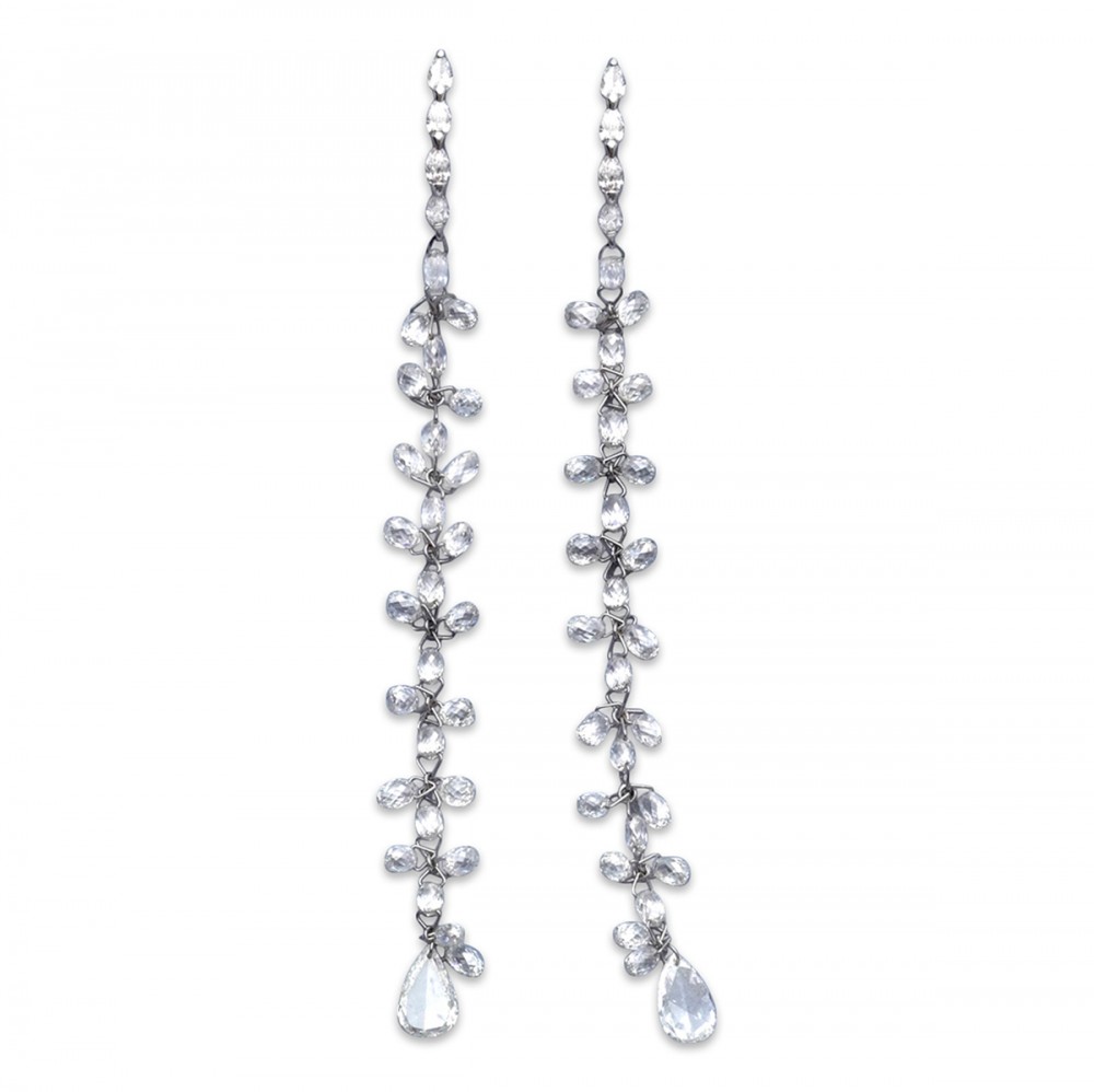 18K Diamond Briolette Waterfall Earrings