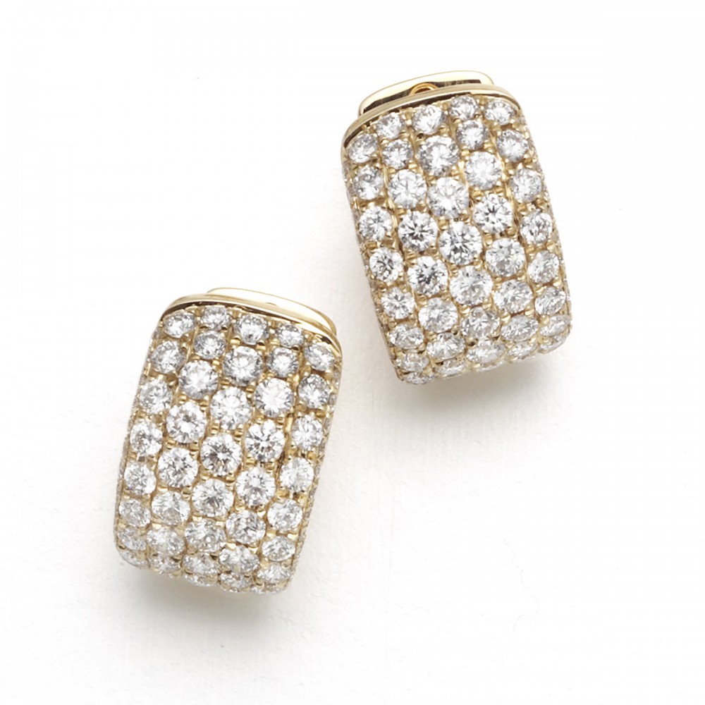 18K Yellow Gold Pavé Diamond Huggie Earrings
