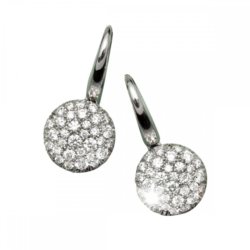 18K Diamond Round Drop Earrings