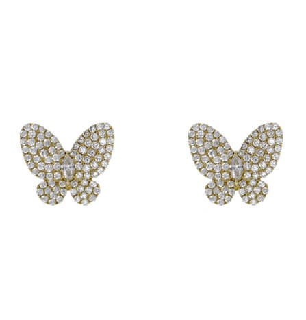 18K Pavé Diamond Butterfly Earrings