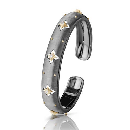 Buccellati Macri Giglio Black Rhodium Diamond Cuff Bracelet
