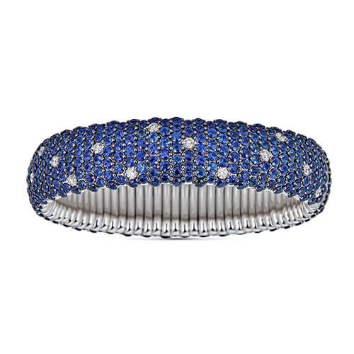 18K Blue Sapphire & Diamond Large Expandable Bracelet