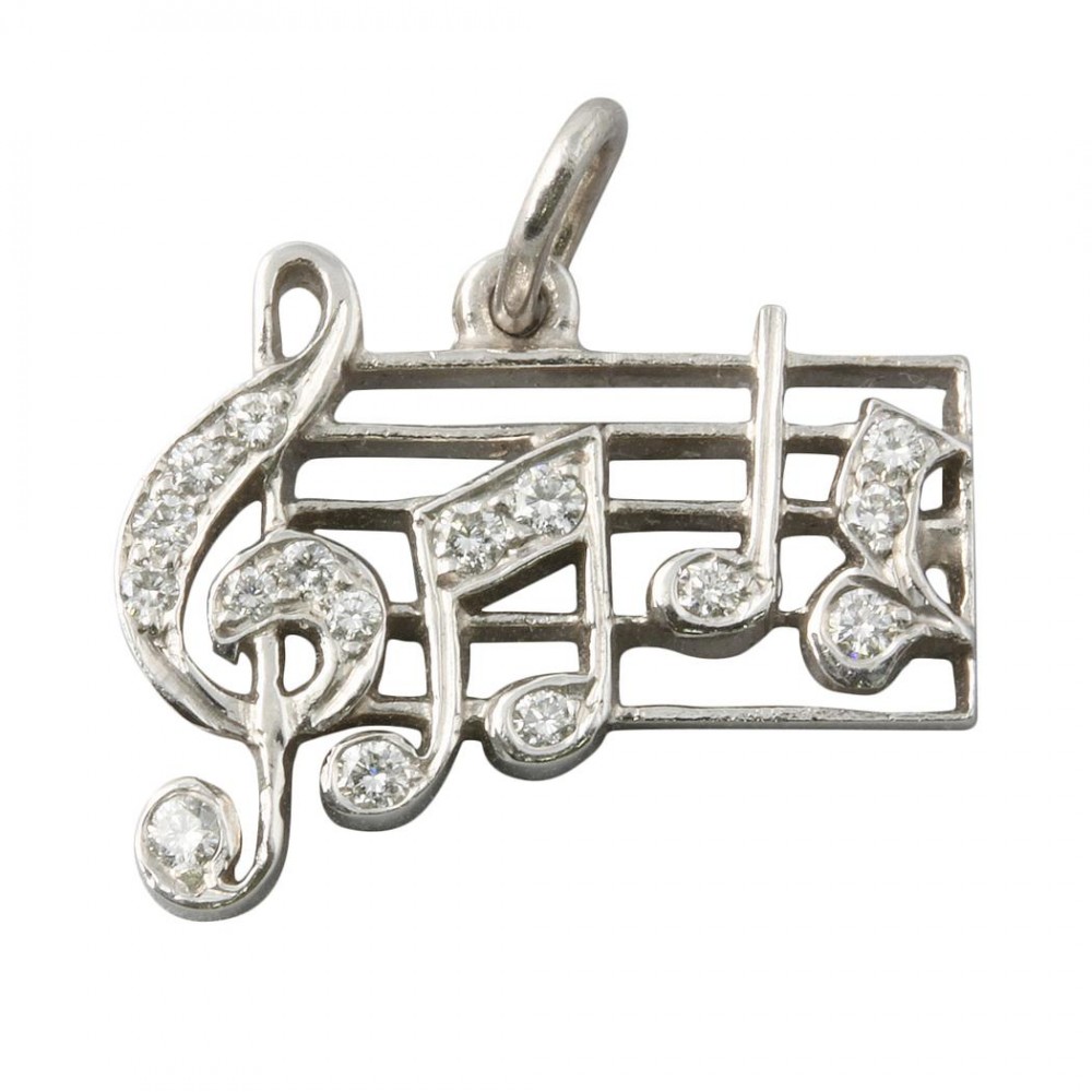 Platinum Musical Scale Charm with Diamonds
