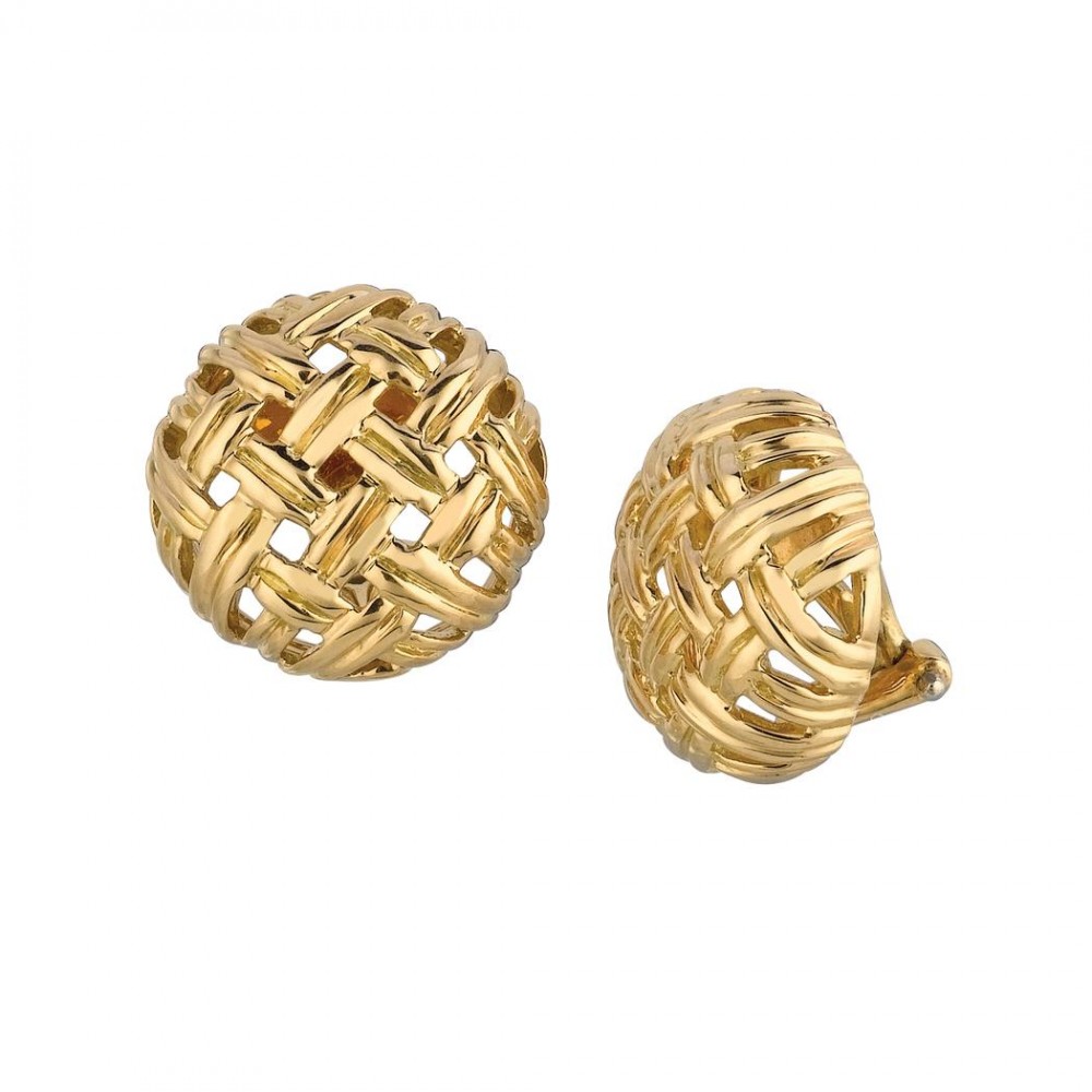 Jean Vitau Basket Weave Button Earrings