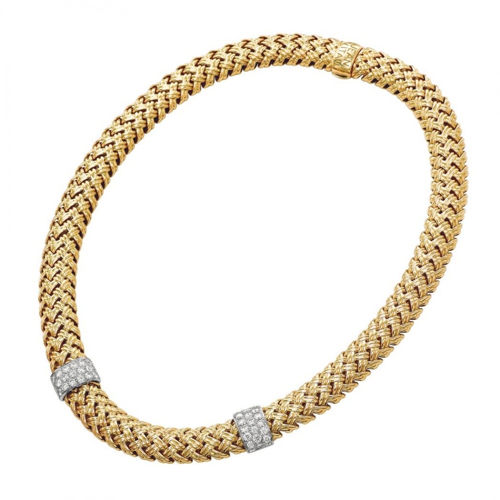 Jean Vitau Basket Weave Necklace With Diamonds