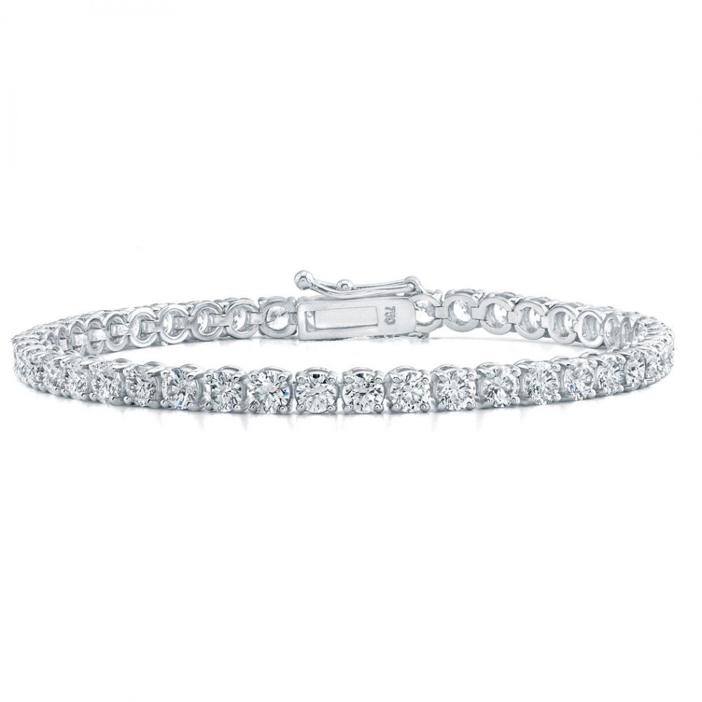 18K White Gold Four-Prong Diamond Tennis Bracelet