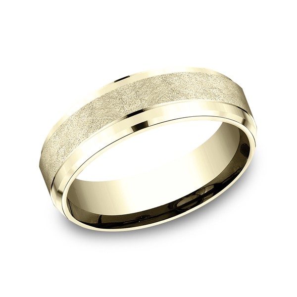 Comfort-Fit Design Wedding Ring, Swirl Finish Center