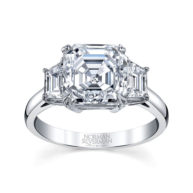 Platinum Asscher Cut Diamond Engagement Ring