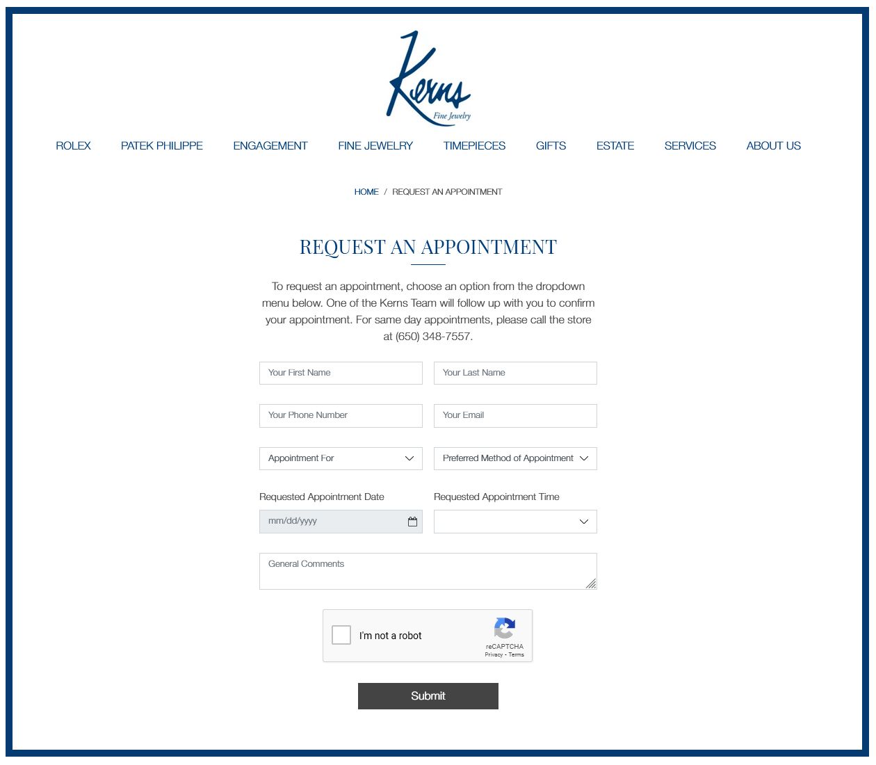Make An Appointment at Kerns
