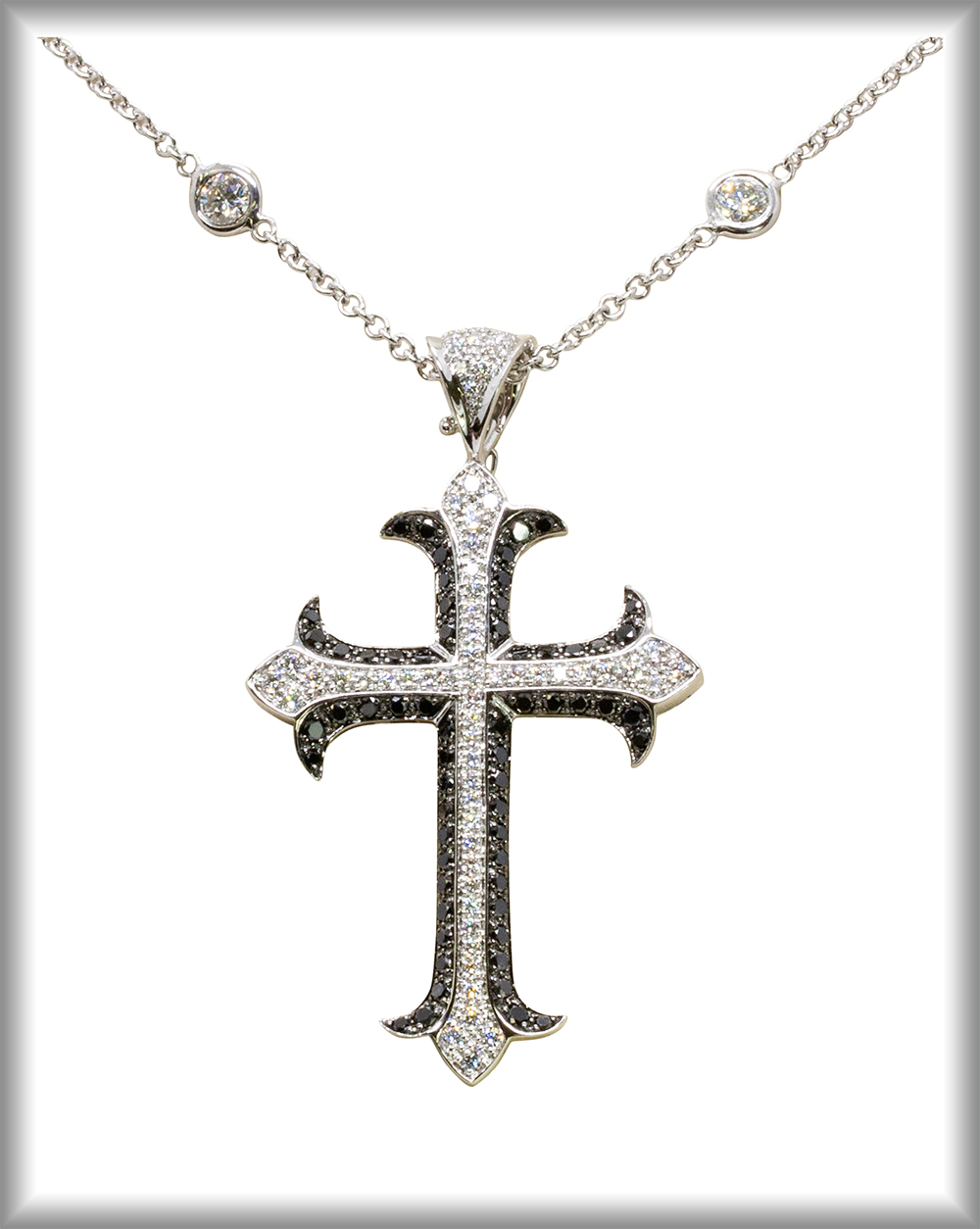 Black & White Diamond Cross Pendant