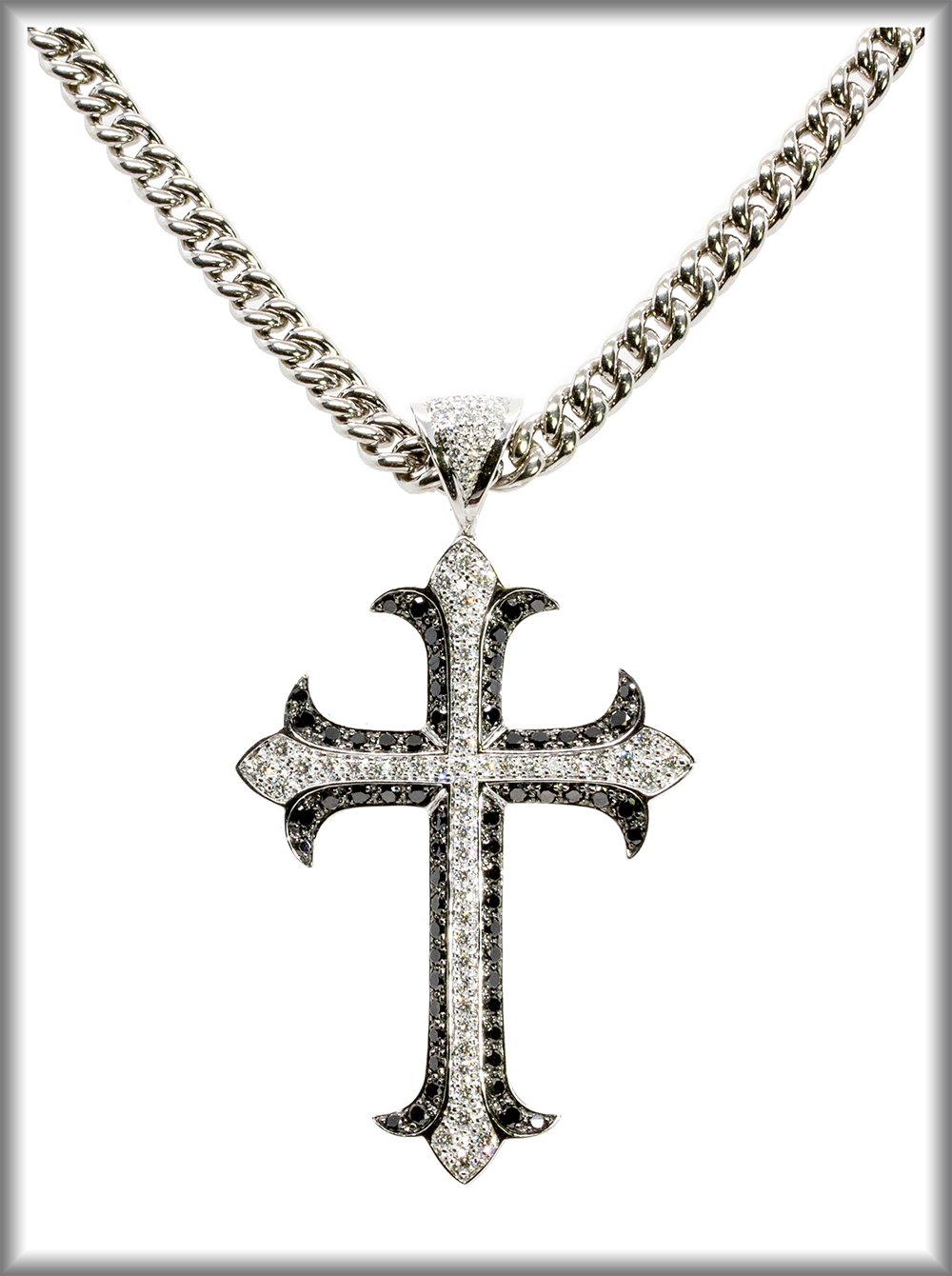 Black & White Diamond Cross Pendant