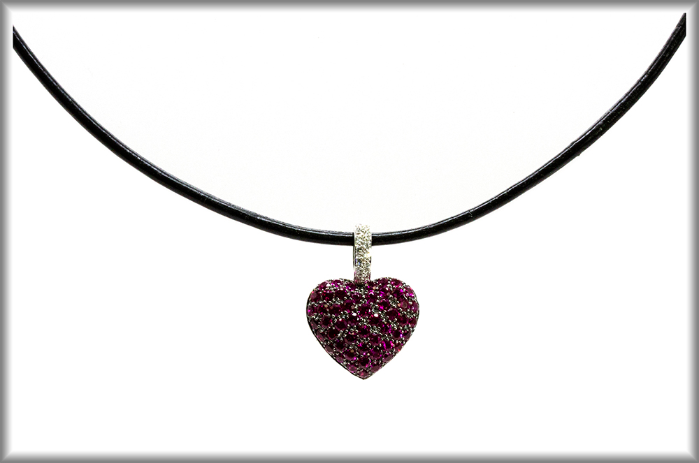 Reversible Ruby & Diamond Heart Pendants