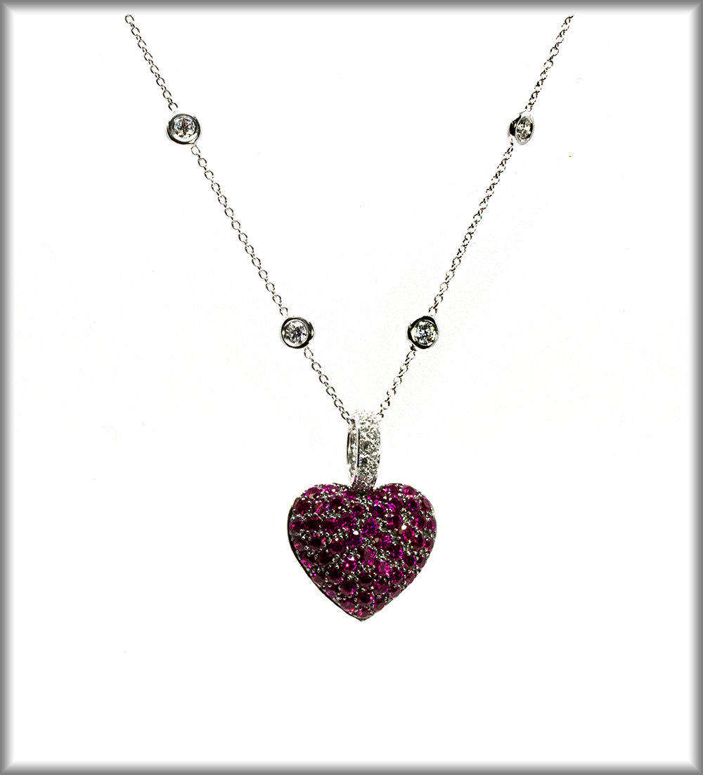 Reversible Ruby & Diamond Heart Pendants