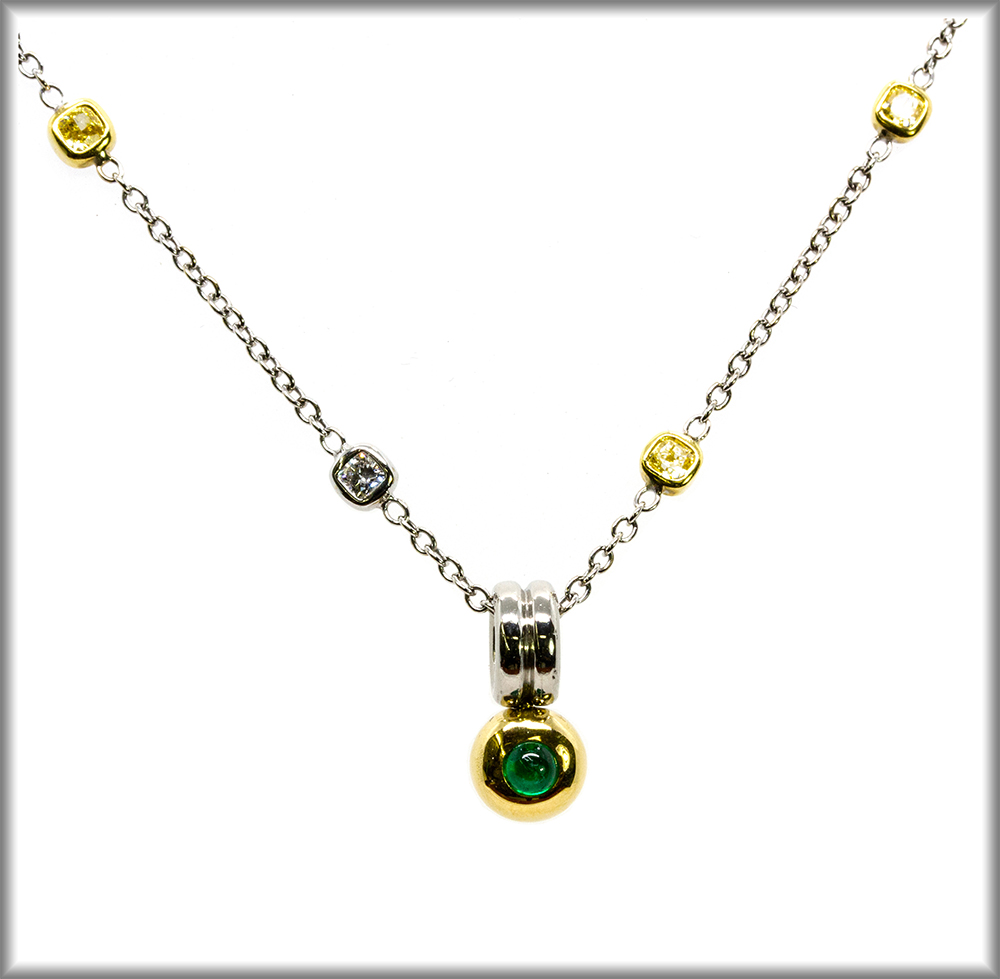 Bezel Set Emerald Solitaire Pendant