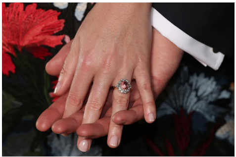 Padparadscha sapphire flower ring