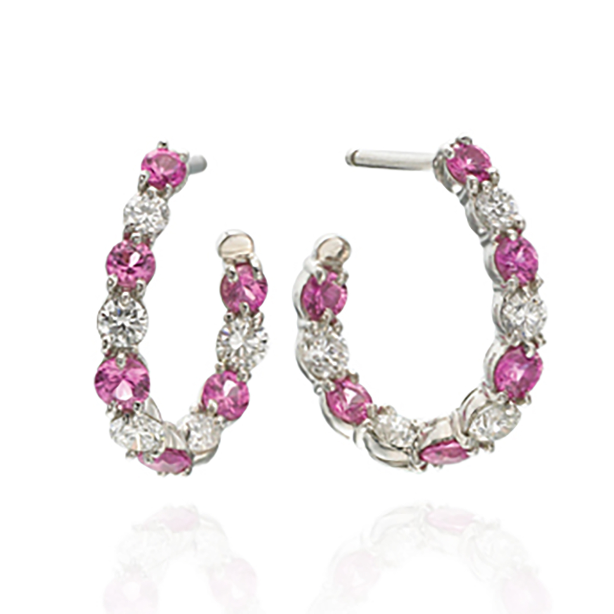 Pink sapphire cheap hoop earrings