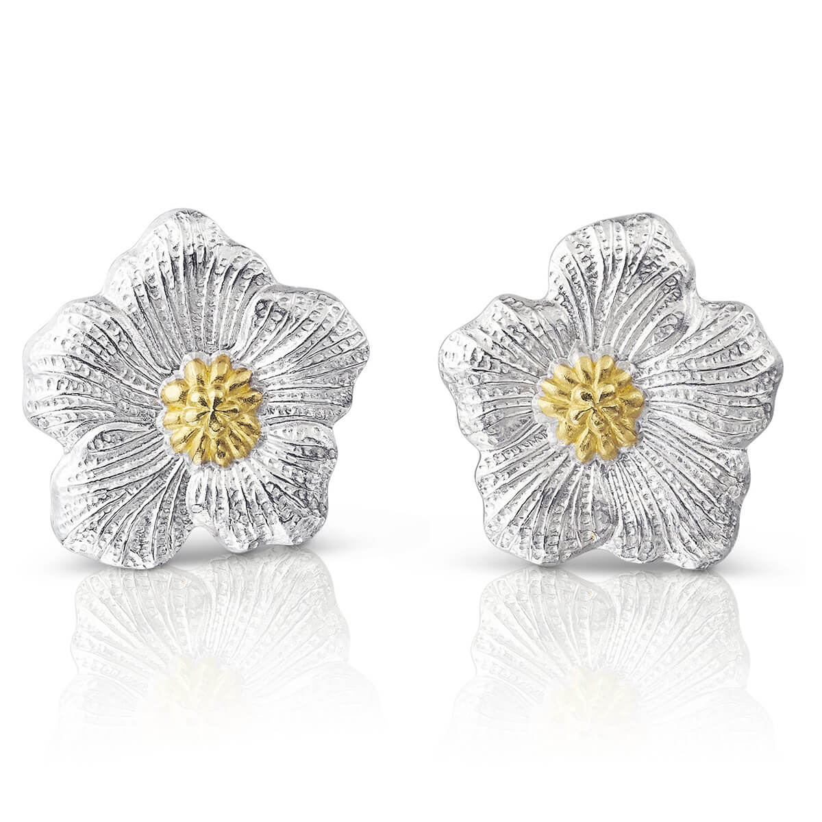 Buccellati Silver Blossom Gardenia Button Earrings