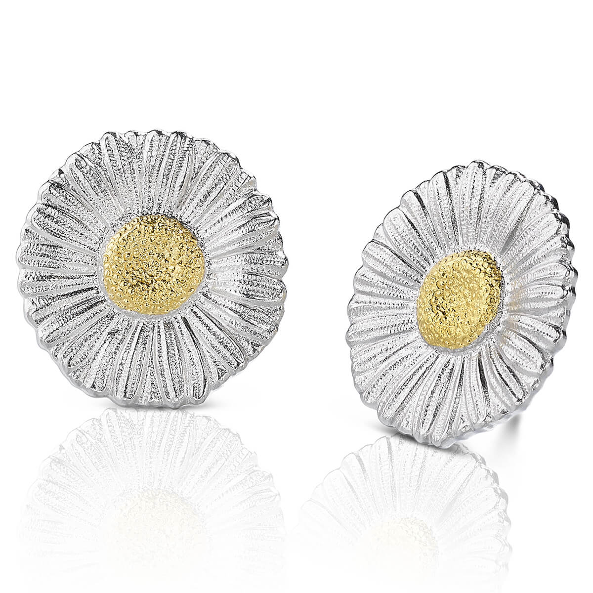 Buccellati Silver Blossom Daisy Button Earrings 240 6557 Large 240 6554 Small