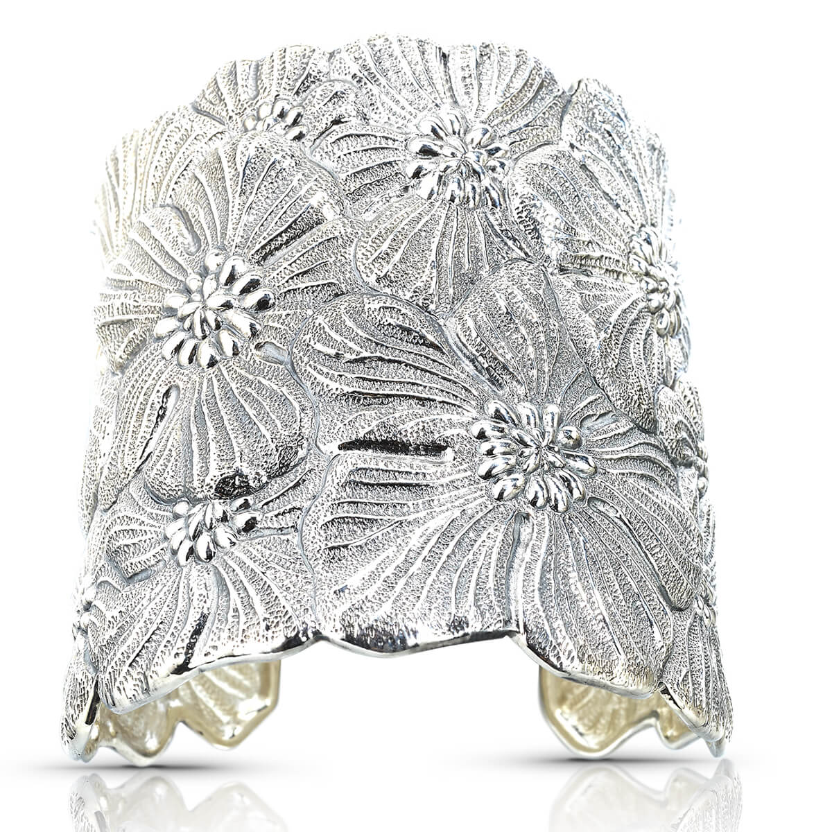 Buccellati Silver Blossom Gardenia Wide Cuff