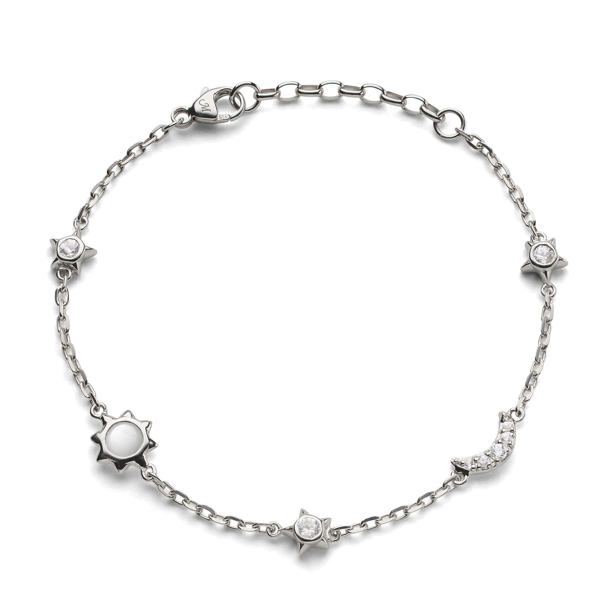 Black Steel Sun Moon Stars Bracelet