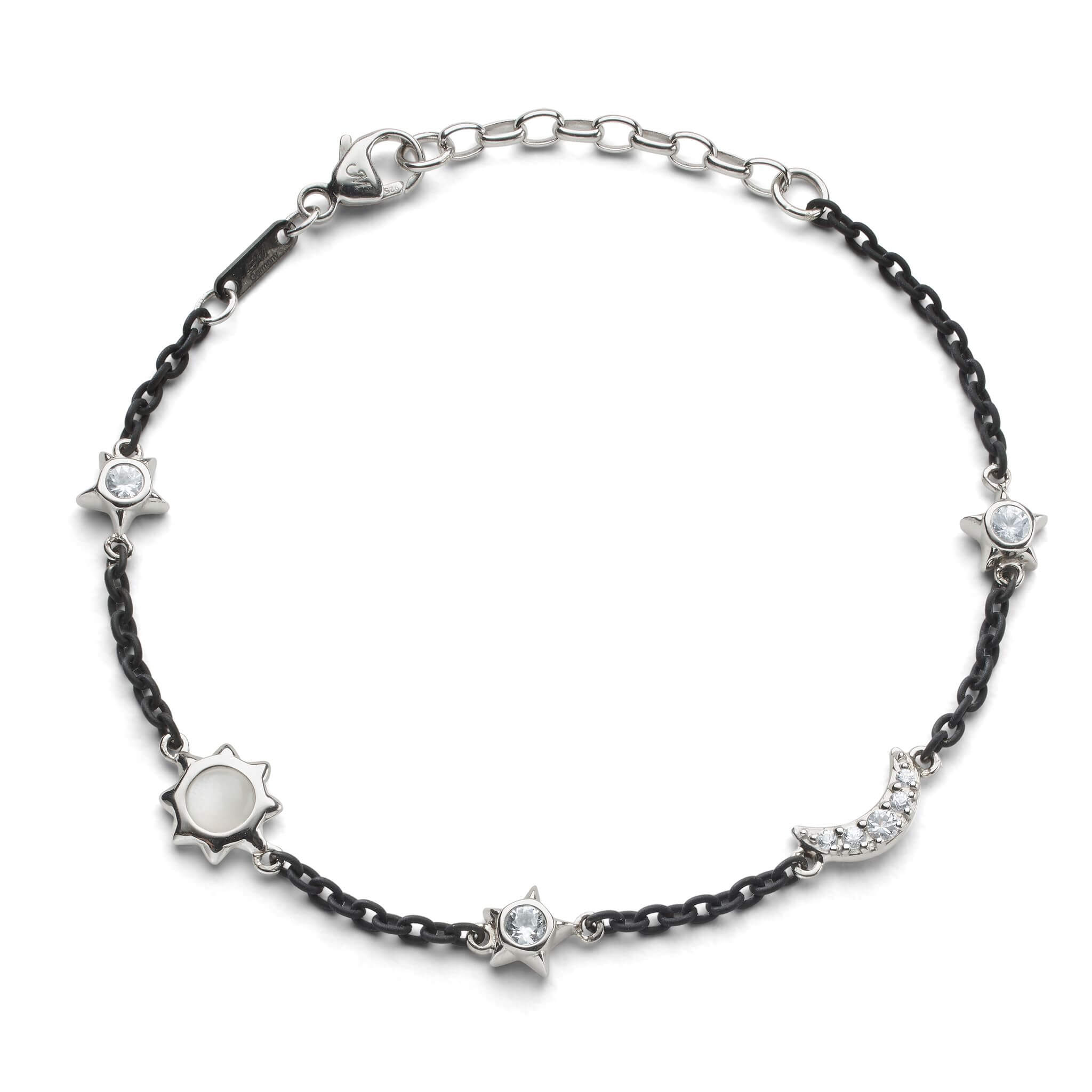 Silver Sun Moon Stars Silver Bracelet