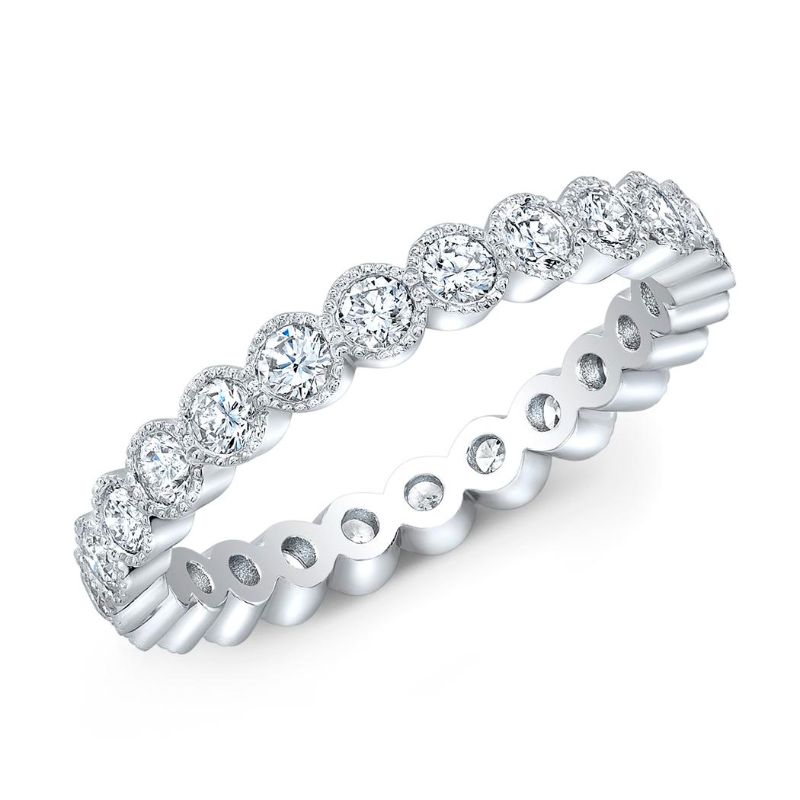 18K Beaded Diamond Eternity Bands