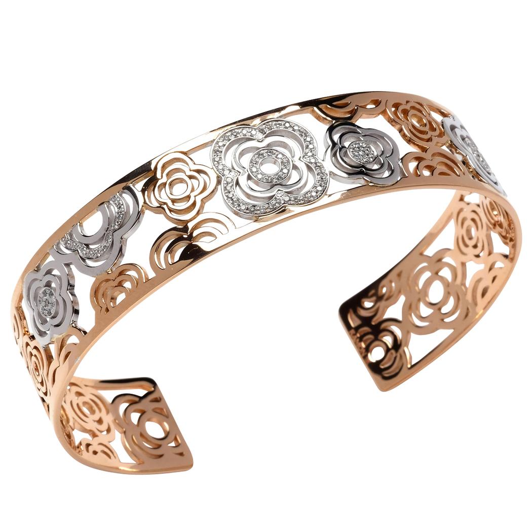 Ramon 18K Diamond Flower Cuff Bracelet 250 4424