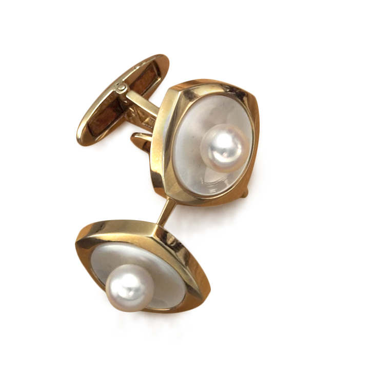 14K Mikimoto Mother-of-Pearl Cufflinks - 629-213
