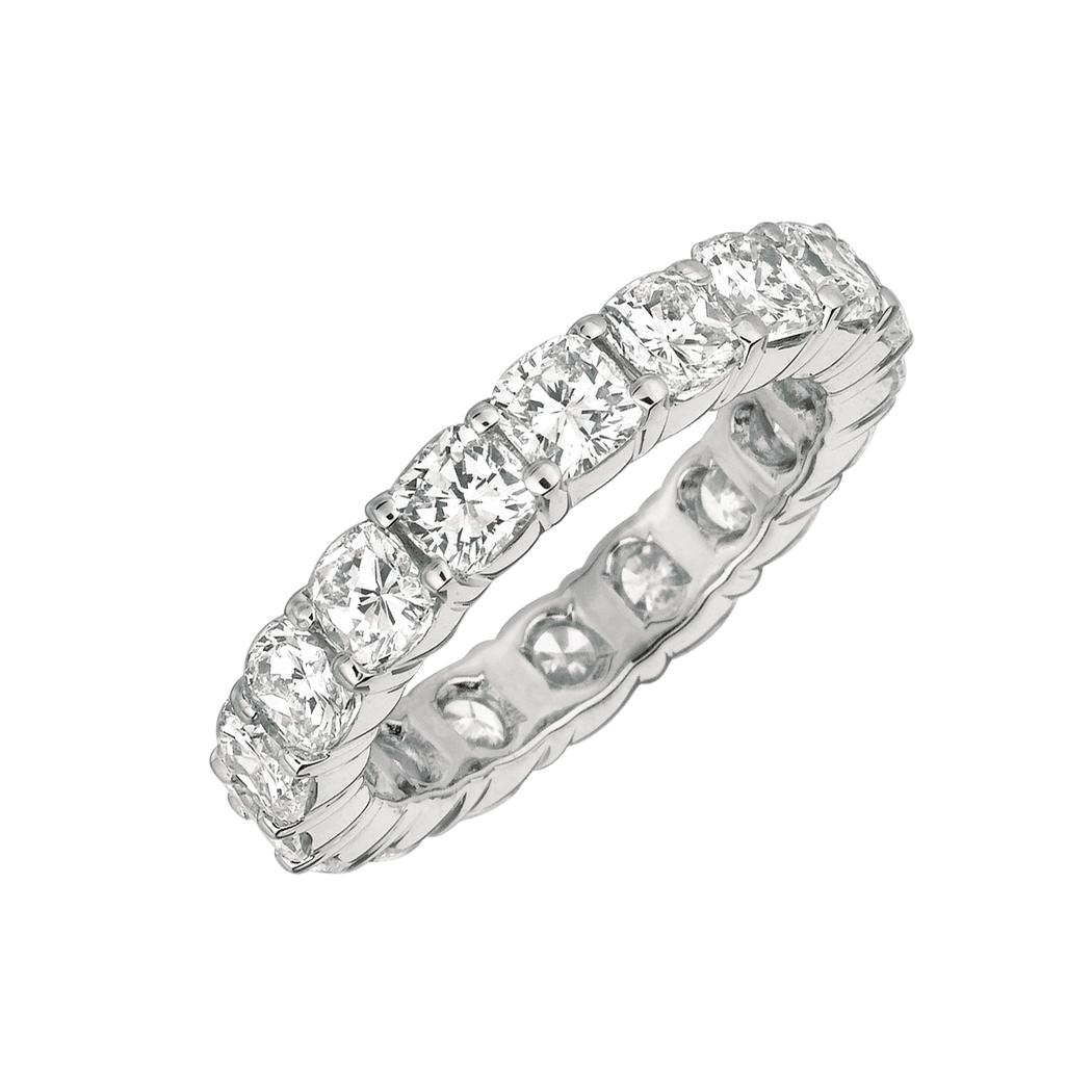 Gemlok© Platinum Cushion Diamond Eternity Band