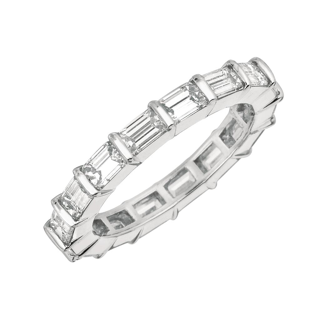 Gemlok© Platinum Diamond Baguette Eternity Band