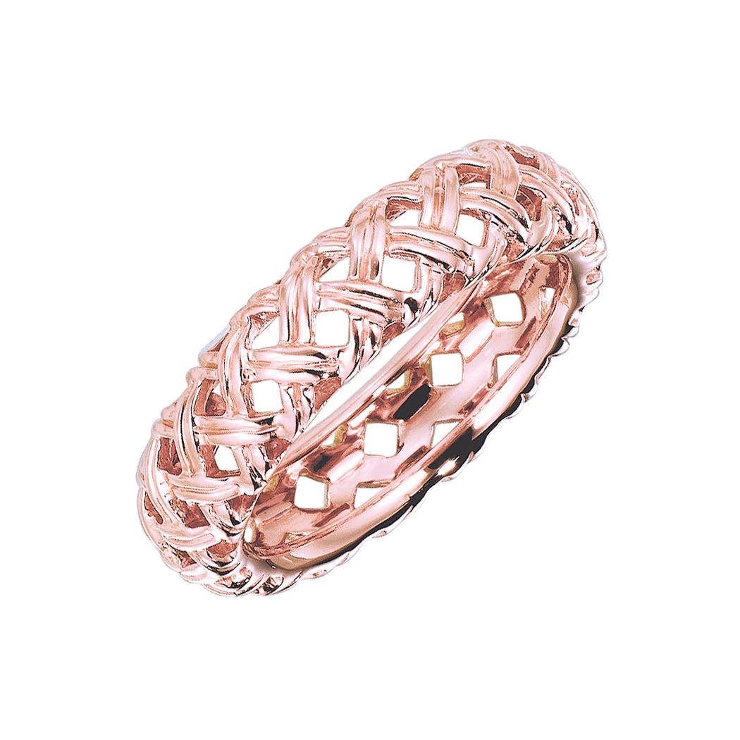 Jean Vitau 18K Rose Gold Basket Weave Ring