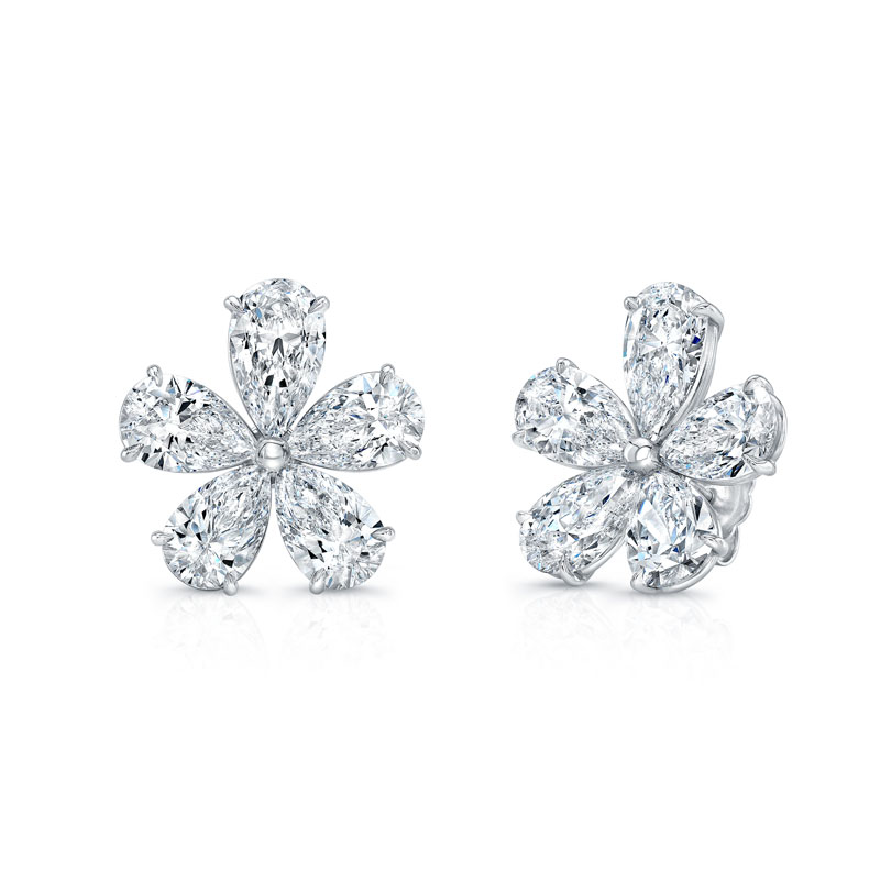 18K Diamond Flower Stud Earrings 2407330