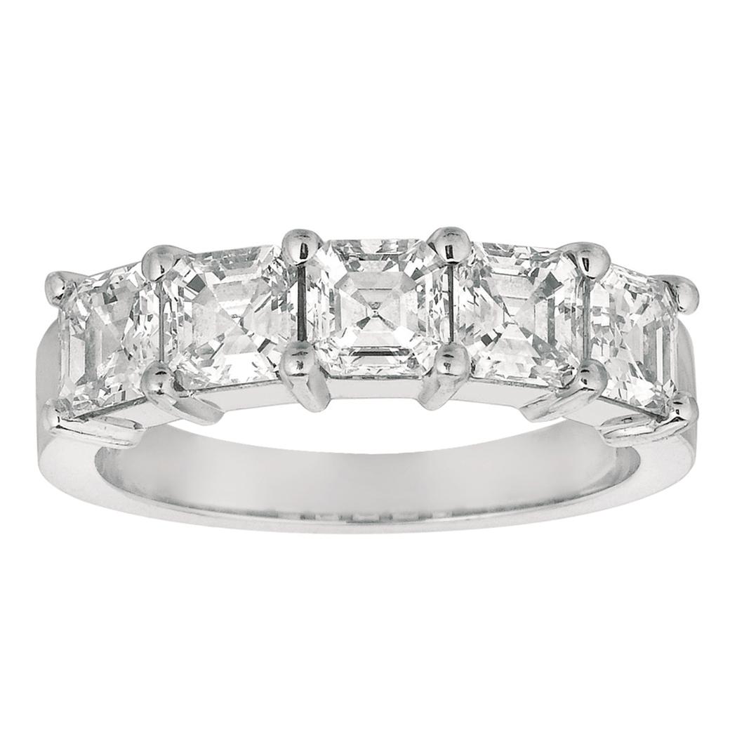 Gemlok© Platinum Asscher Diamond Band