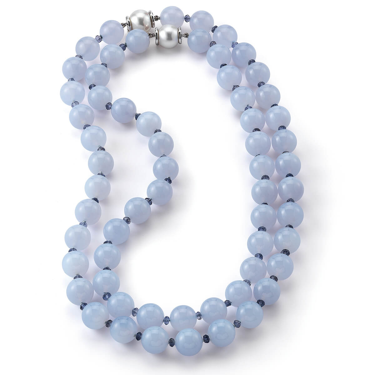 Tranquil Soul: Blue Chalcedony Rosary Style Silver Necklace - Rei of Light  Jewelry